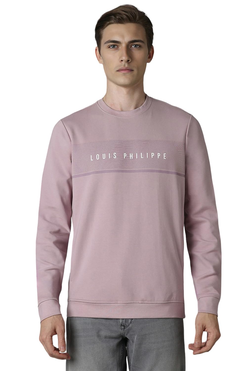 Louis Philippe MenS Cotton Blend Shawl Neck Sweatshirt (Lystcrgpx43821_Pink