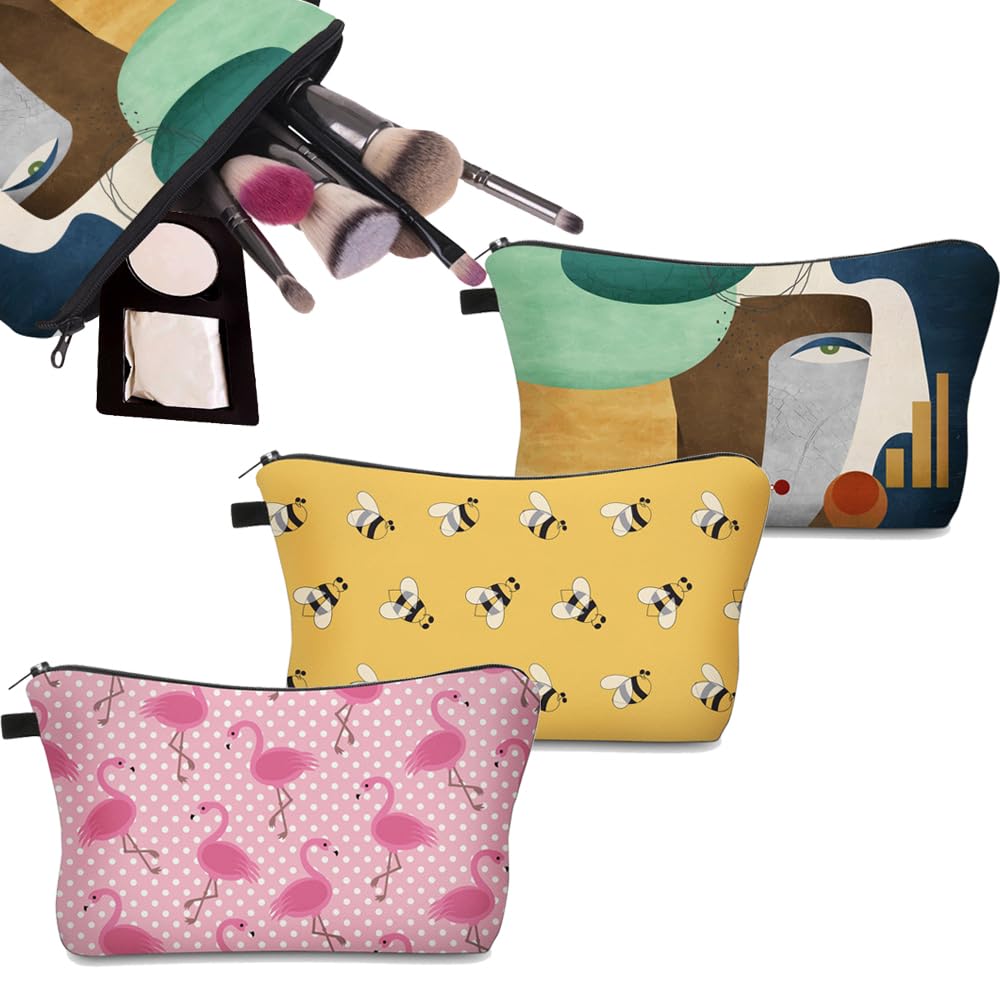 Deanfun Makeup Bag, 3pcs/set Super Funny 3D Printing Women Cosmetic Bag Multifunction Pencil Holder