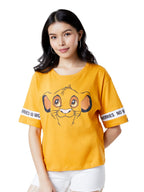 The Souled Store Women Official The Lion King: Super Simba Mustard Yellow Oversized T-Shirts Oversized T Shirts for Women Baggy 