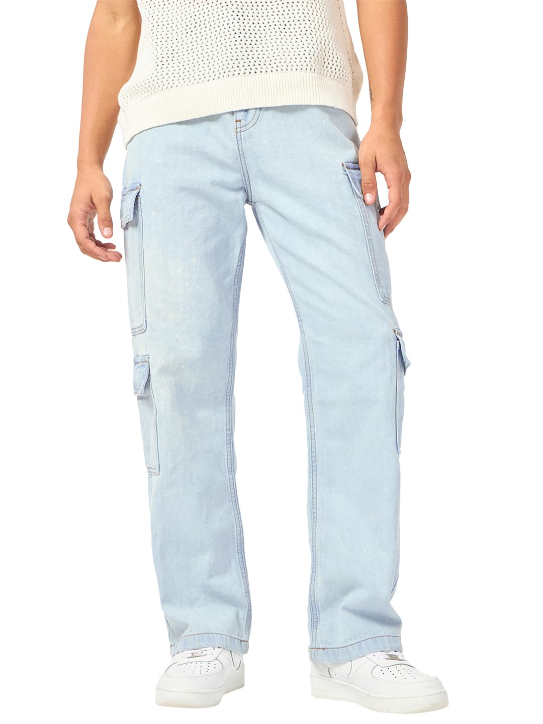 Bewakoof Mens Washed Baggy Fit Cotton Jeans_657459_Blue_32