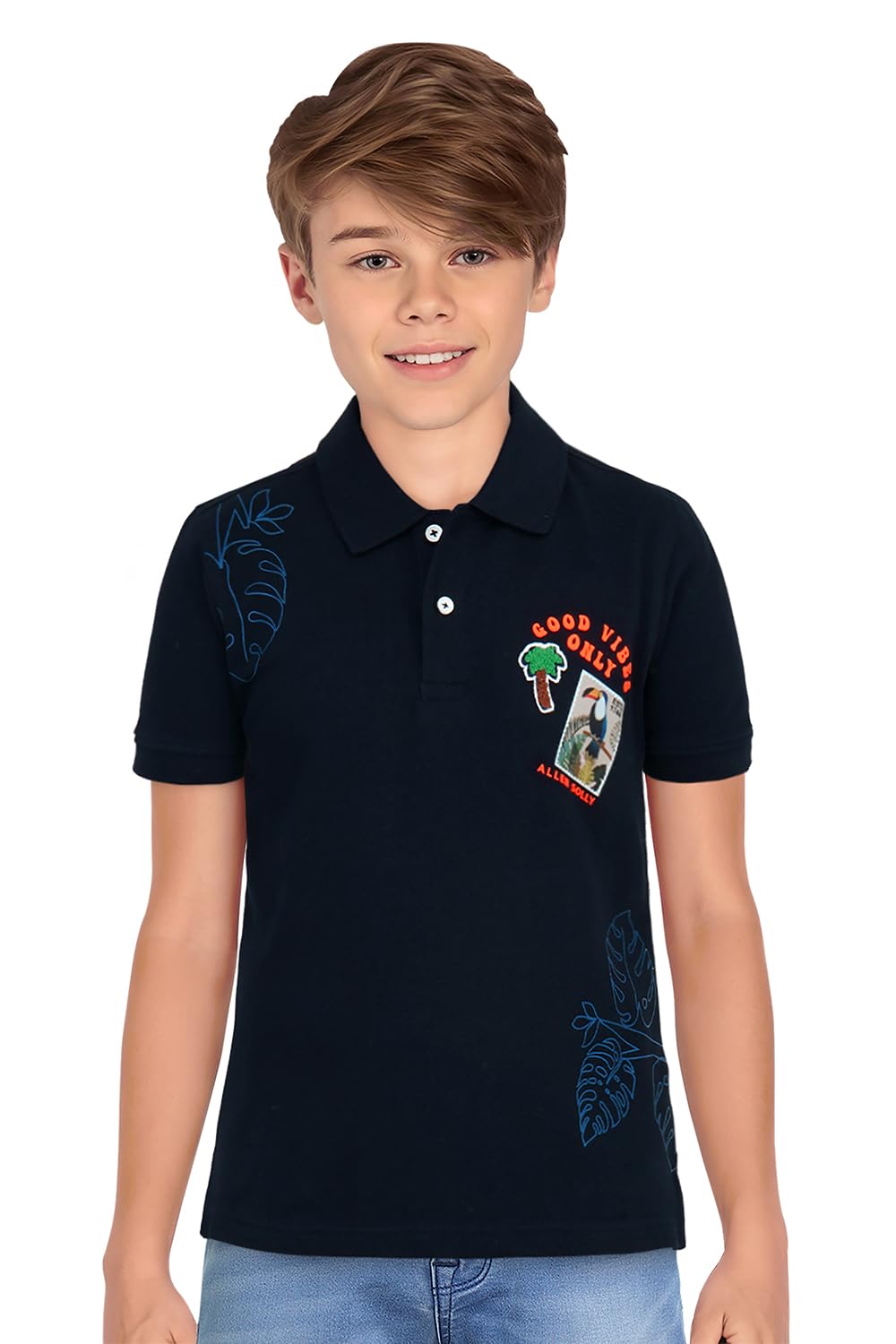 Allen Solly Boys Regular Fit Printed Casual Short Sleeve Polo Shirt
