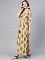 Idalia Camel Multicolour Boota Dress