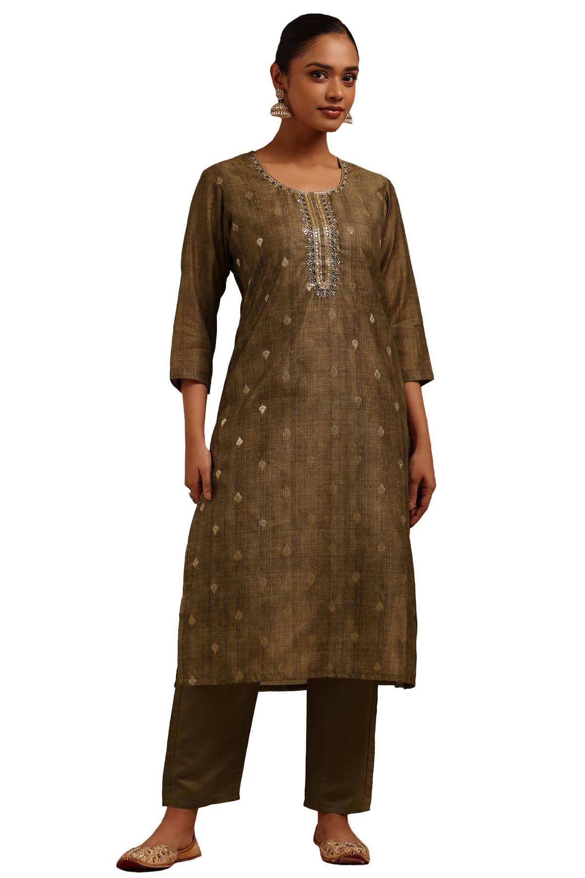 Soch Women Chanderi Woven Design Kurta Set with Cutwork