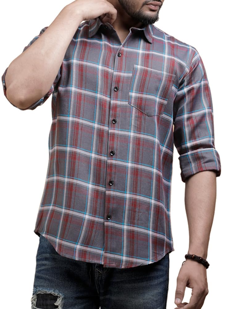 Noble Monk MenS Regular Fit Shirt | Checkered | Full Sleeves | Casual Shirt For Men