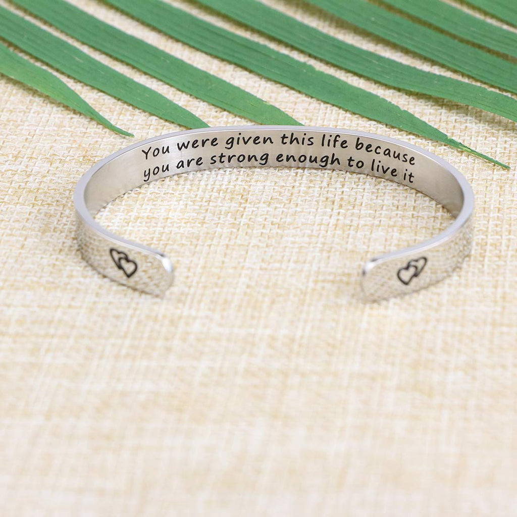 JoycuFF Inspirational Gifts for Women Recovery Jewelry for Girls Birthday Gift Ideas Personalized Engraved Stainless Steel Cuff