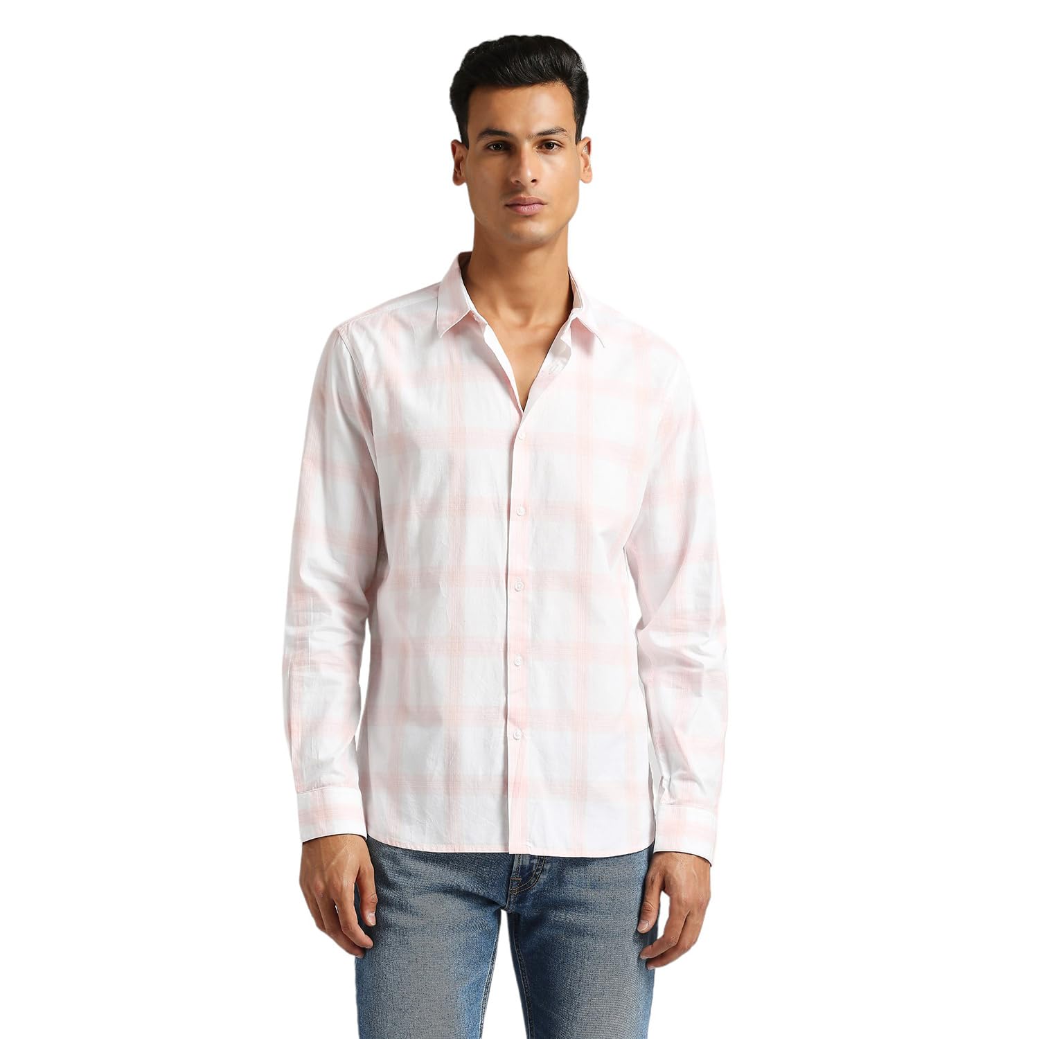 Pepe Jeans MenS Checkered Regular Fit Shirt (Pm308666_Pink_White