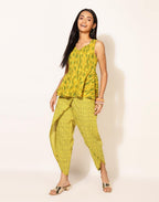 Fabindia Womens Cotton Regular Kurta Set (102464202_Lime