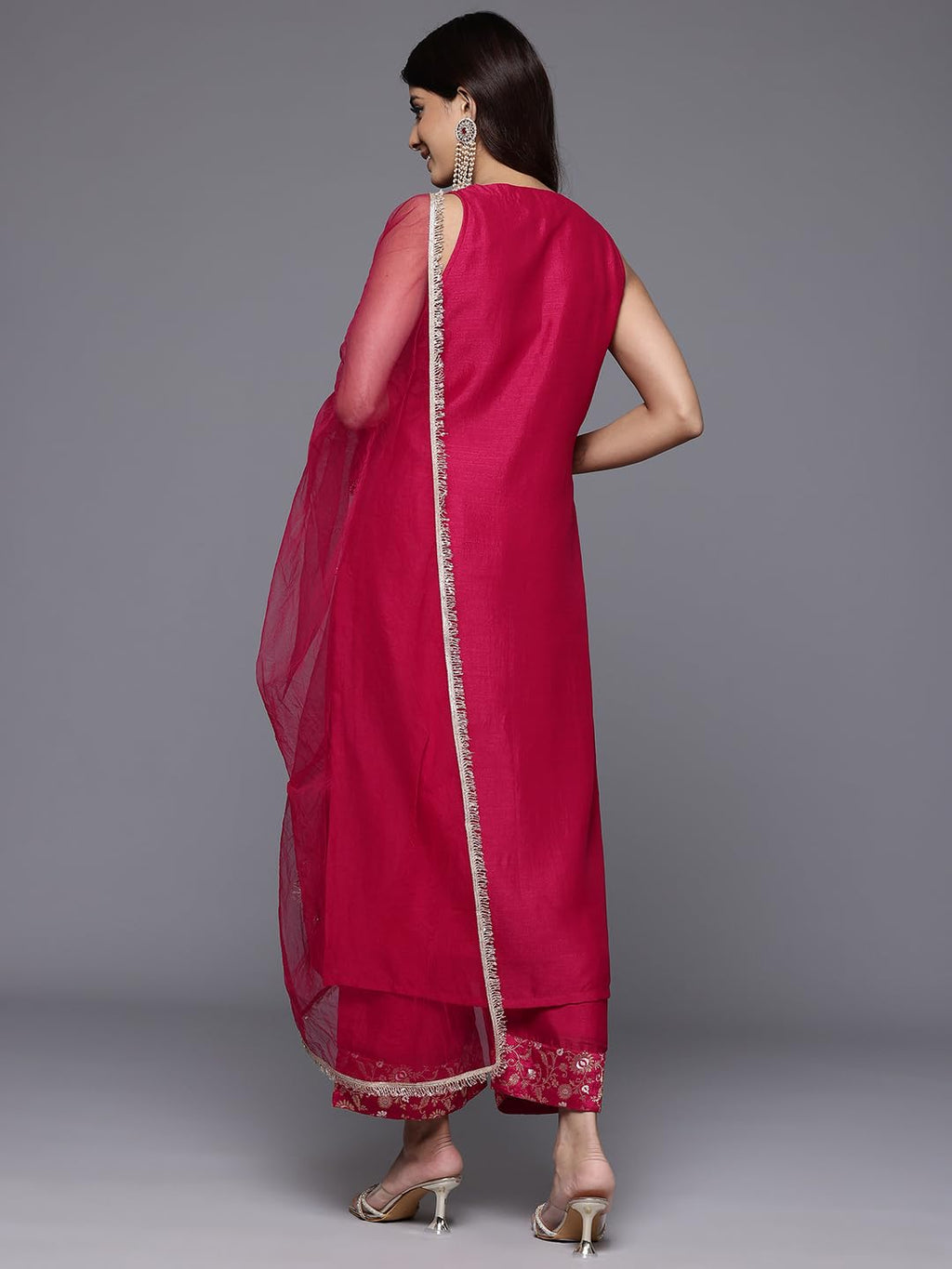 Varanga Women Brocade Angrakha Style Kurta Paired With Tonal Bottom And Dupatta