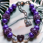 DOLON Purple Glass Pearl Color Rhinestone Granddaugther Charm Bracelet Jewelry Wedding Bridal Birthday Christmas