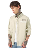 Bewakoof Mens Typography Oversized Fit Full Sleeve Collared Pure Cotton Shirt_662525_Cream_XL