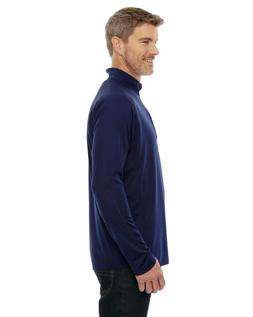 Mens Radar Quarter-Zip Performance Long-Sleeve Top - BLK TRU ROYAL - L(D0102H7K8PT)