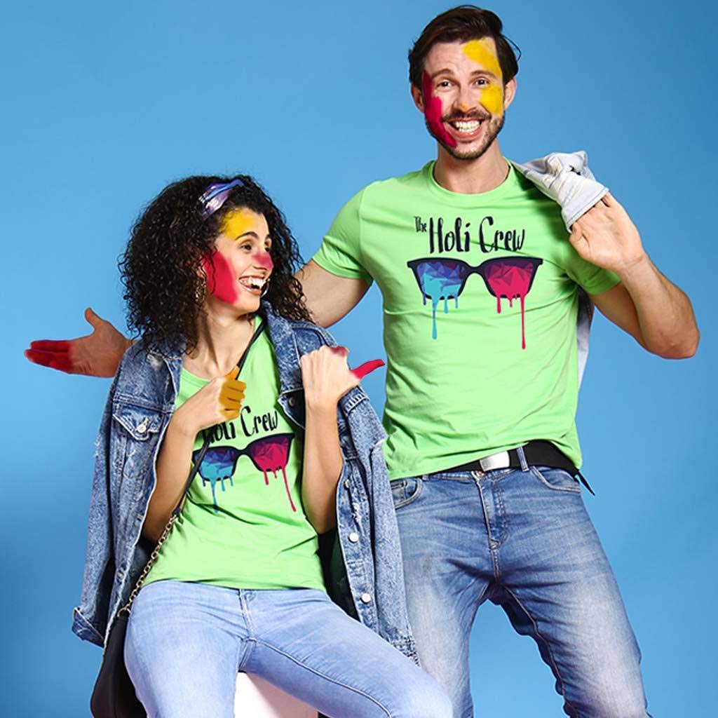 Bon Organik Couple Holi Crew T-Shirt (COUPLEHOLIBON1229_Mens XXL)