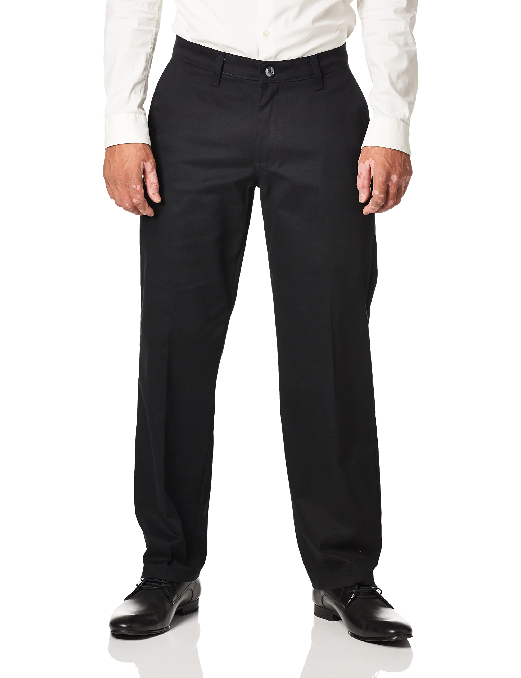 Lee Mens Total Freedom Stretch Relaxed Fit Flat Front Pant, Black, 36W x 30L
