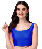 Pujia Mills Womens Deep Neck Silk Sleeveless Readymade Blouse (Sando_Royal Blue_38)