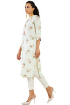 Soch Women Light Green Linen Printed Kurta