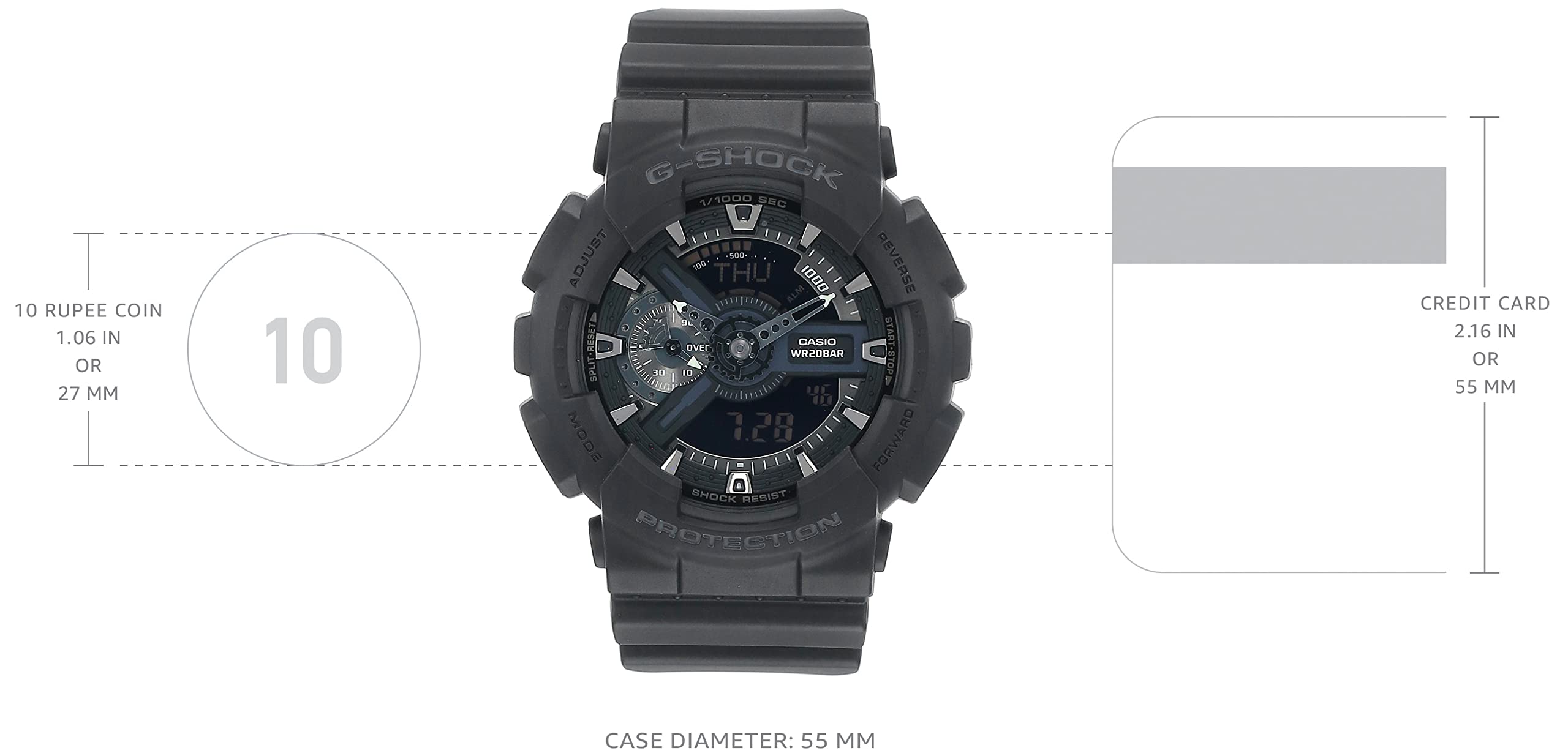 Casio G-Shock Ana-digi World Time Black Dial Men's watch #GA110-1B