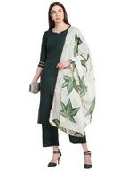 Anni Designer Women'S Cotton Blend Straight Kurta With Palazzo & Dupatta (Sunki-Green_L_Green_Large)