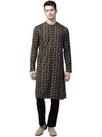 See Designs Black And Gold Kalamkari Print Straight Kurta Long Sleeves_Sdkt948L