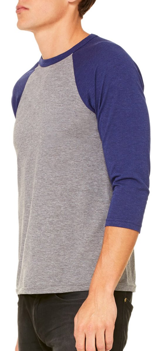 Unisex 34-Sleeve Baseball T-Shirt - gRY cHR BLK TRB - S(D0102H7WgPP)