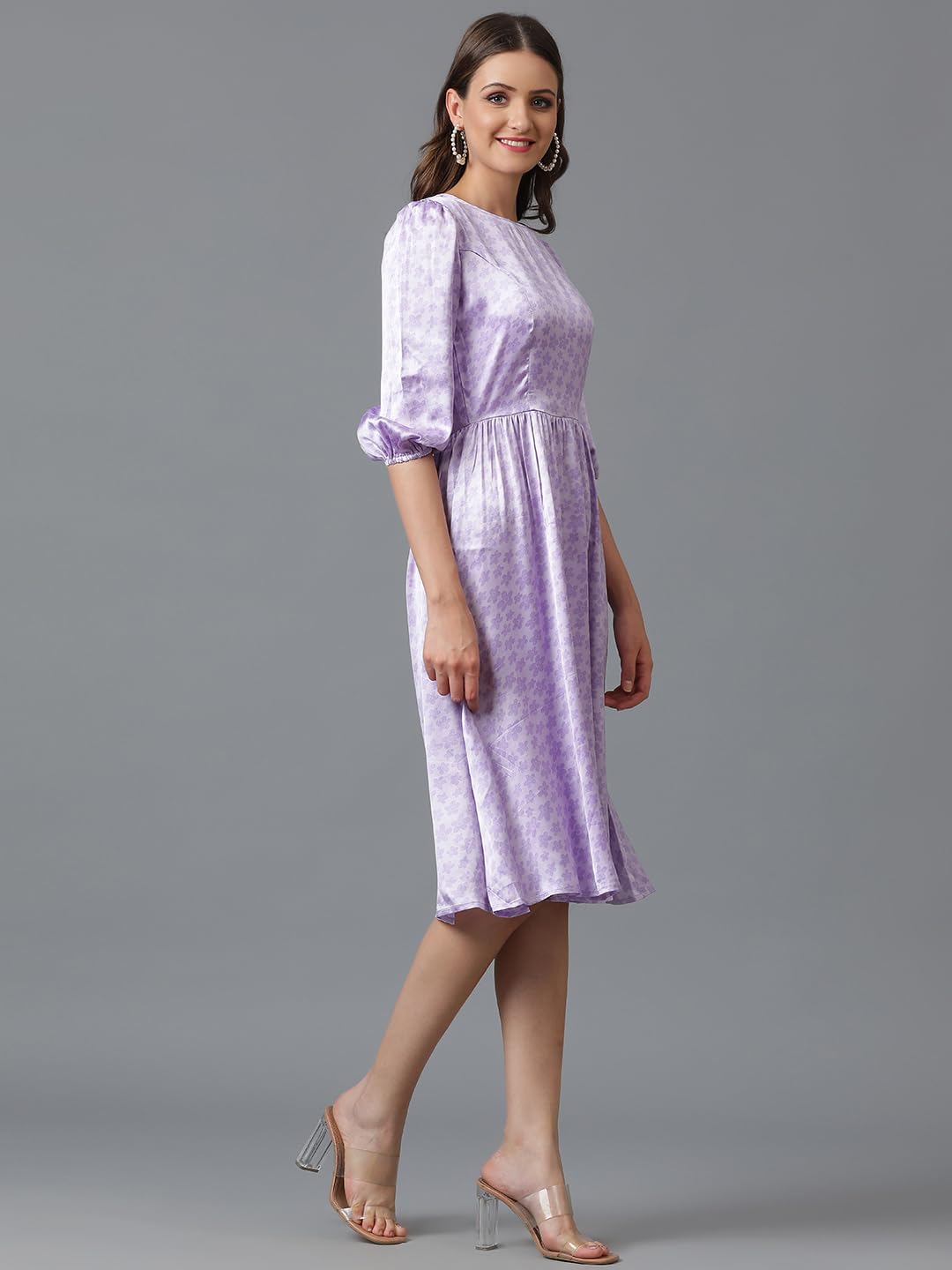Kotty WomenS Fit And Flare Floral Printed Dress Lavendor