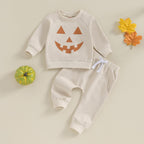 LIOMENGZI Baby Boy Halloween Pants Outfits Long Shirts Pumpkin Sweatshirt Pants Infant Boys Fall Halloween Clothes Set (light ka