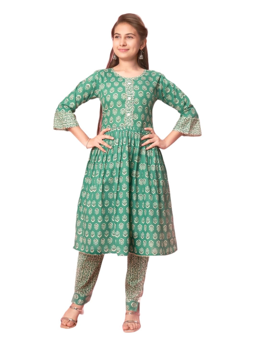 Aarika Girls Rama Colour Cotton Printed Kurti (KURTI-K-TR-04-RAMA-40)