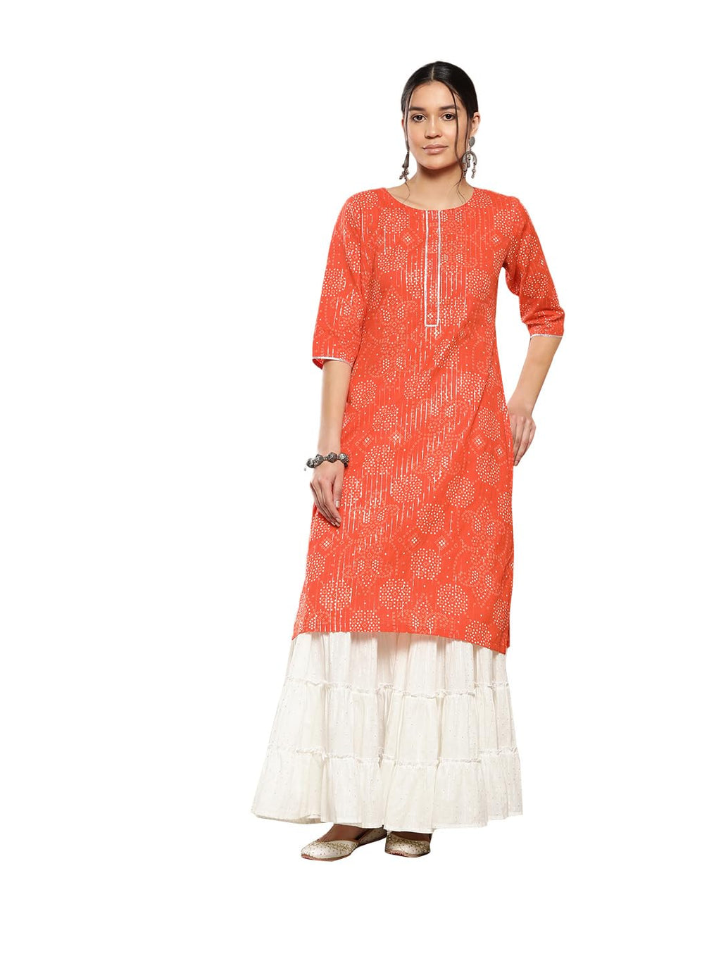 Libas WomenS Cotton Regular Kurta (26196_Orange