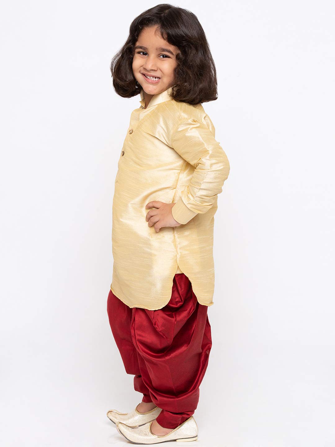 Jbn Creation Boys Silk Blend Kurta And Dhoti Set - Ethnic Elegance For Festivals | Pathani Style Full Sleeves Kurta And Cowl Sty