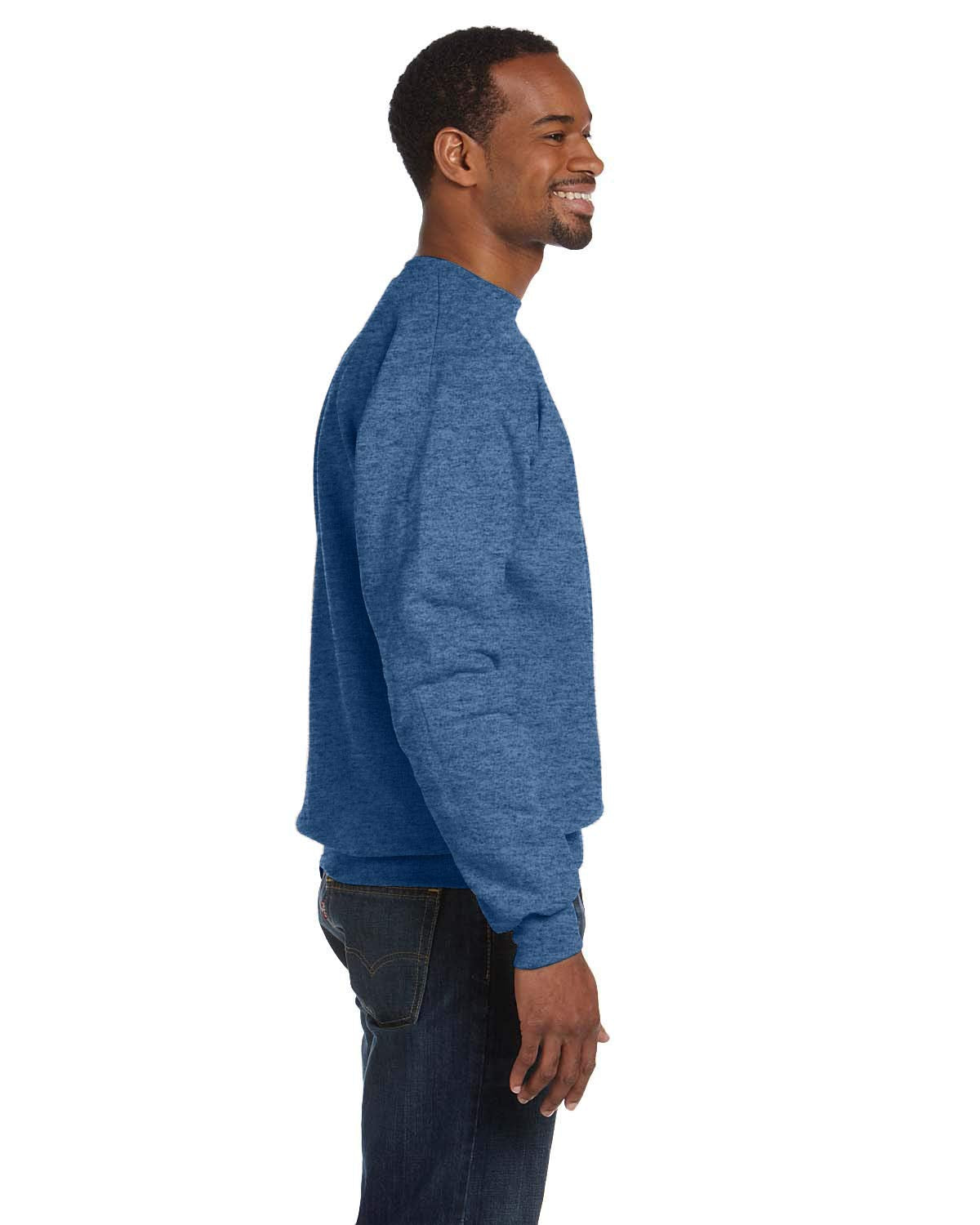 Hanes Unisex 7.8 oz., Ecosmart 50/50 Crewneck Sweatshirt 3XL HEATHER BLUE
