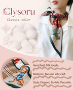Clysoru Silk Neck Scarf Printed Scarves Head Women'S Fashion Oblique Angle Satin Scarfs For Bag Hair 59    X 5.9    (Green Horse