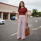 BlissClub Ultimate Flare Pants Lite Regular for Women Upto 54 ft | High Waist Trousers and Formal Pants for Office wear | Comfo