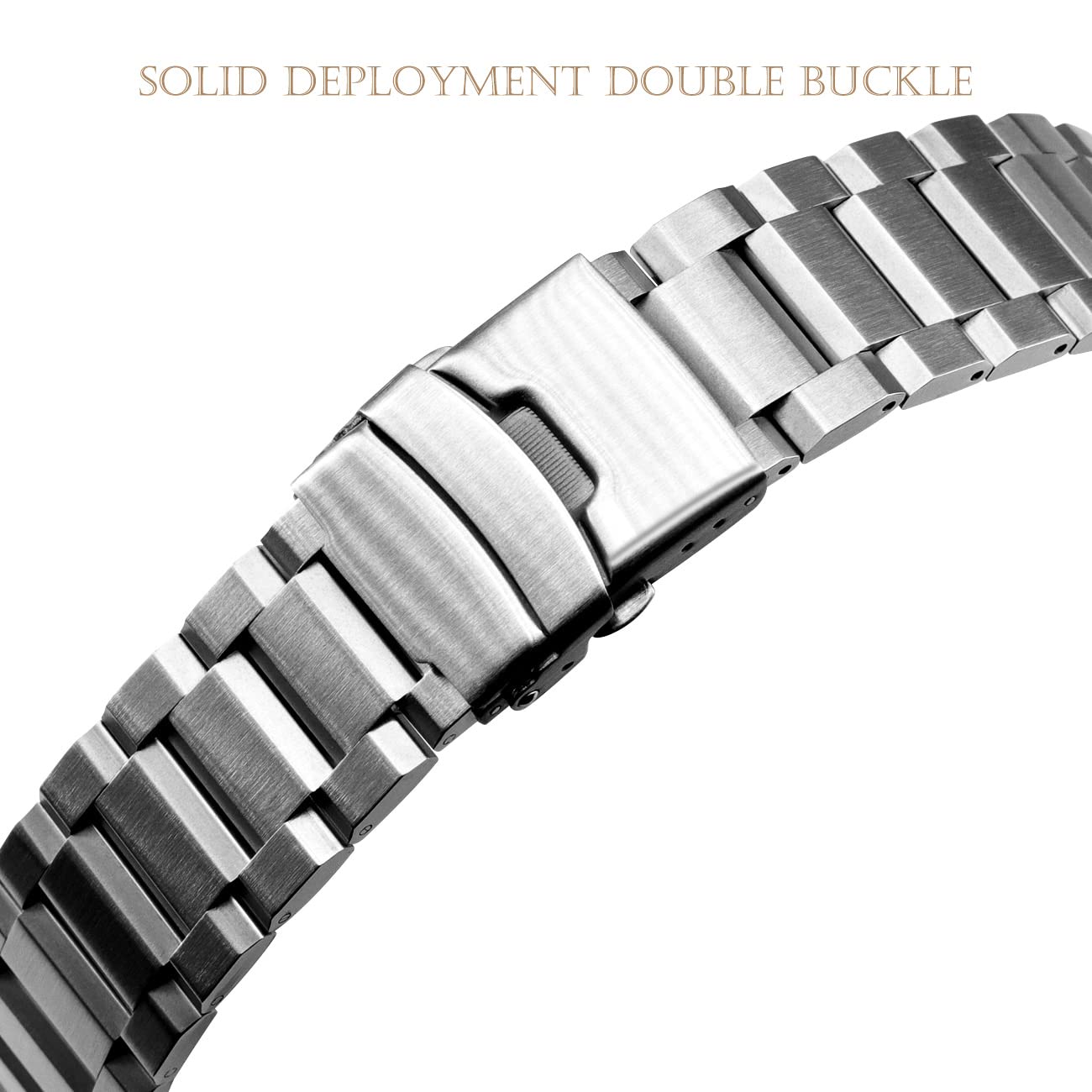 Kai Tian Stainless Steel Watch Band 20mm Brushed & Polished Finish Watch Strap Replacement Bracelet with Fold Over Clasp Double
