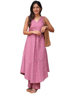 ANNI DESIGNER Womens Rayon Viscose Anarkali Printed Kurta with Pant (Bodoni Pink_S_Pink_Small)