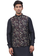 Jompers Mens Embossed Silk Blend Nehru Jacket