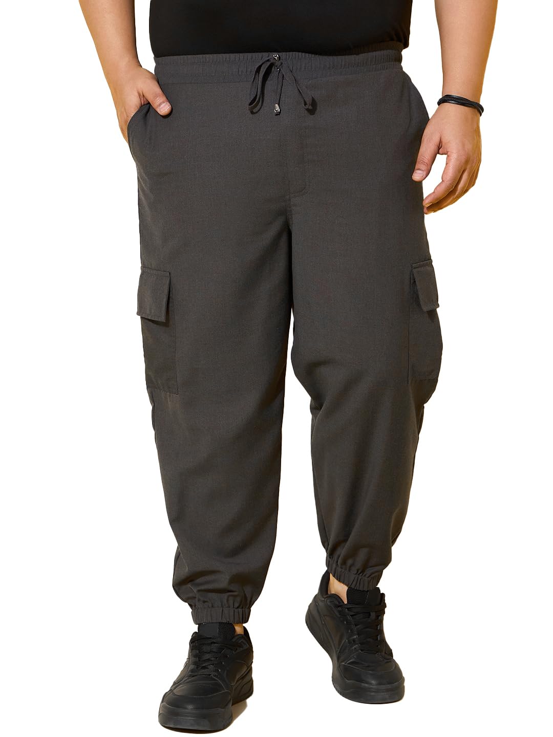 Bigbanana Men Plus Size Solid Grey Trouser (FlexGrey,5Xl) 5