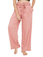 Clovia Womens Rayon Basic Chic Tie Up Pyjama Pants (LB0192P34_Pink_M)