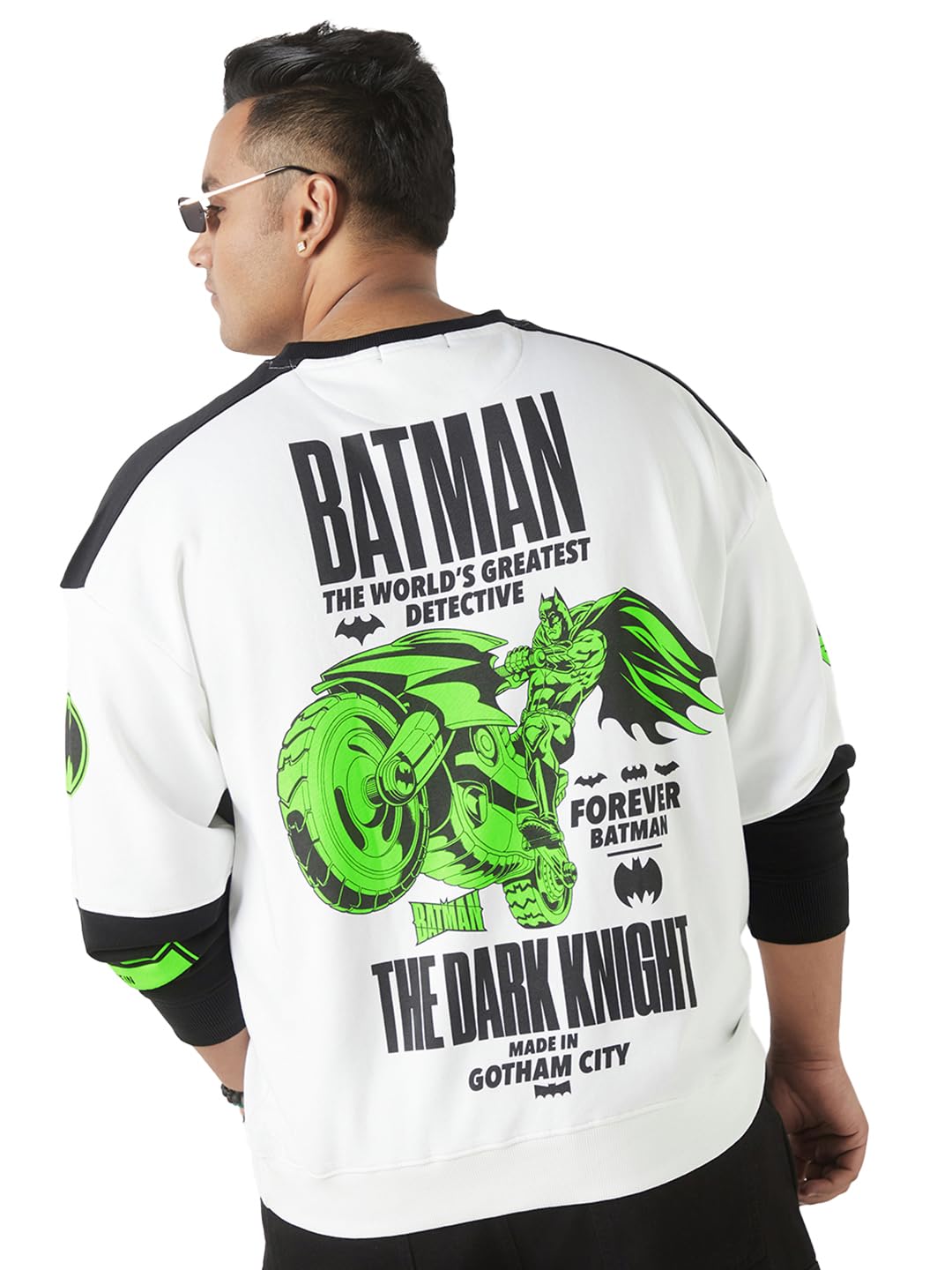 Bewakoof Heavy Duty 1.0 Heavy Duty 1.0 Batman Mens Graphic Print Oversized Fit Full Sleeve Round Neck Poly Cotton Plus Size Swe