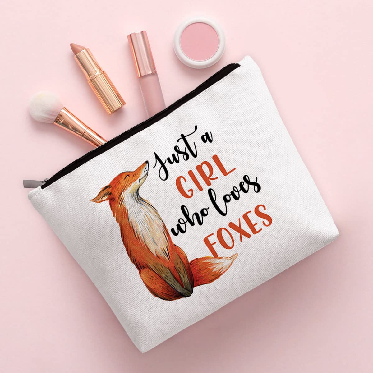 BiuNiuring Fox Cosmetic Bag Gift for Women, Fox Gifts for Fox Lovers, Fox Makeup Bag Gift, Who Loves Foxes Cosmetic Bag
