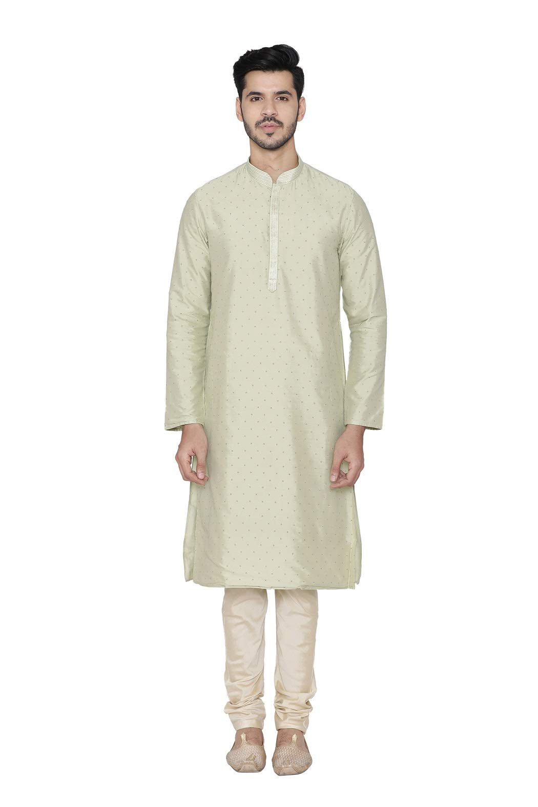 Manyavar MenS Silk Blend Other Kurta Pyjama (Sdes436_Pista_Xl)