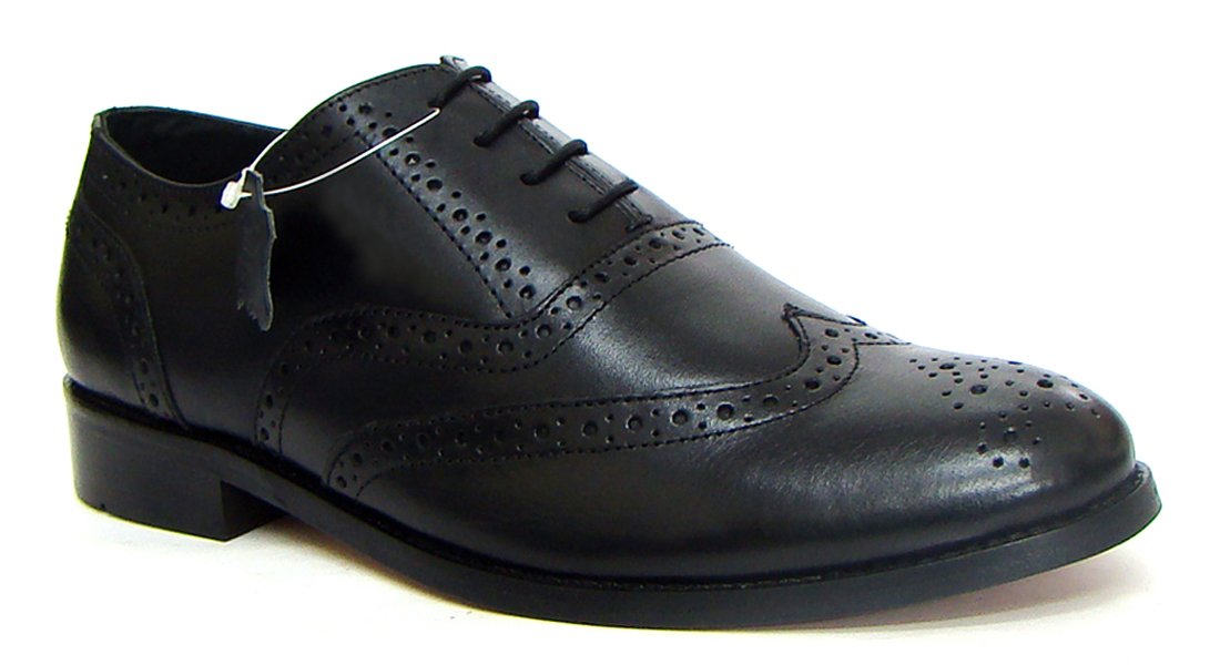 ASM Genuine Leather Formal Black Brogue Shoes with Leather Upper, Leather Insole, Fully Leather Lining, TPR Sole and Memory Foam 12