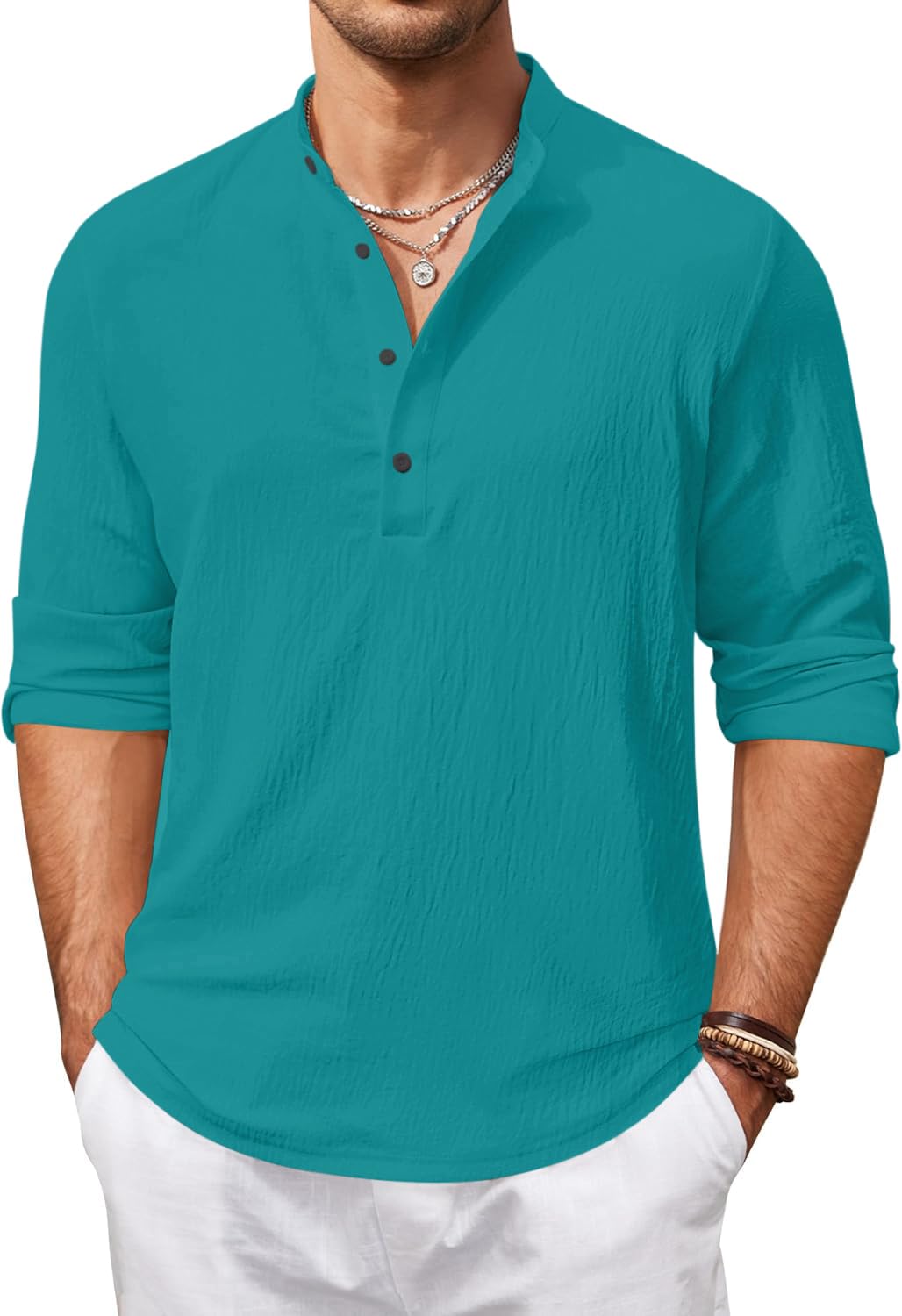 Zartha Mens Regular Fit Solid Cotton Blend Straight Kurta Rama