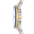 Fossil Men's Blue Quartz Stainless Steel Three-Hand Watch, Color: Two Tone/Blue Taper (Model: FS6034)