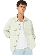 Bewakoof Men Solid Regular Fit Full Sleeve Collar Corduroy Jacket_691925_Green_S