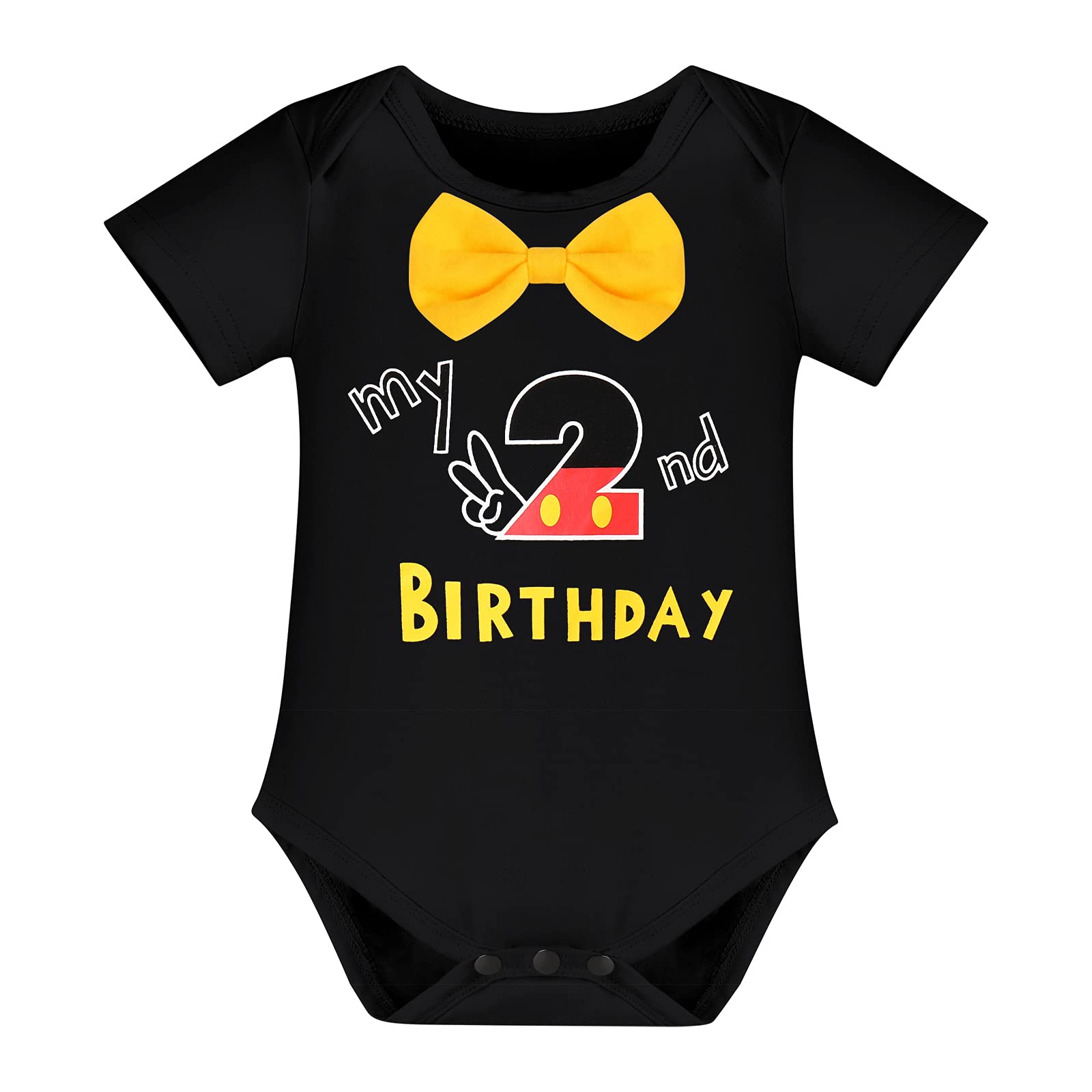 Gentleman Mouse 2nd Birthday Outfit Boys Cake Smash Photo Props for Toddler Kid Baby Romper Suspenders Shorts Bloomers Headband