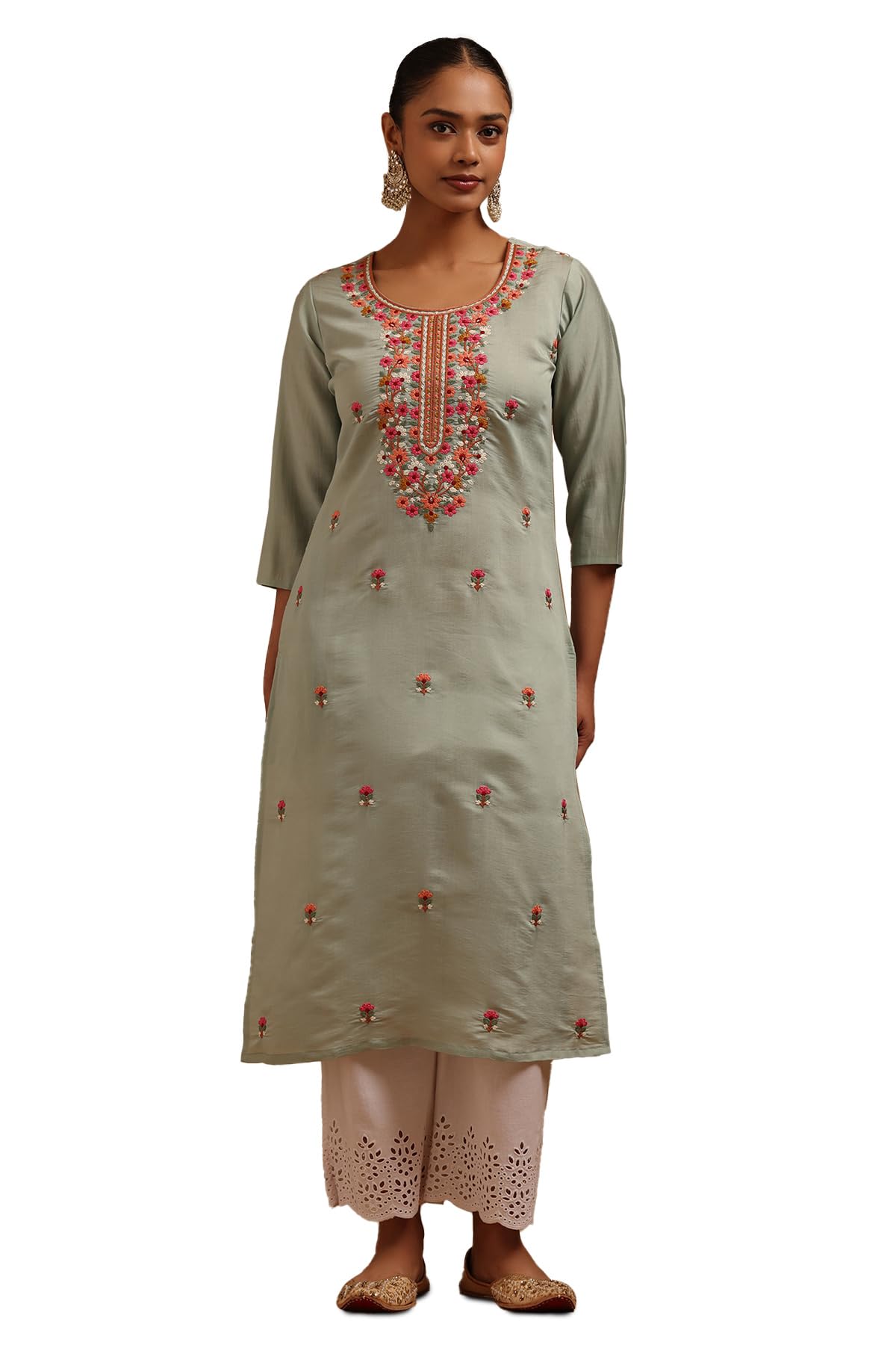Soch Women Roman Silk Floral Hand Embroidered Kurta