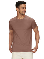 XYXX Mens Solid Regular Fit T-Shirt (XY_CR15_Tshirt_2_Pine Green+Brown Latte