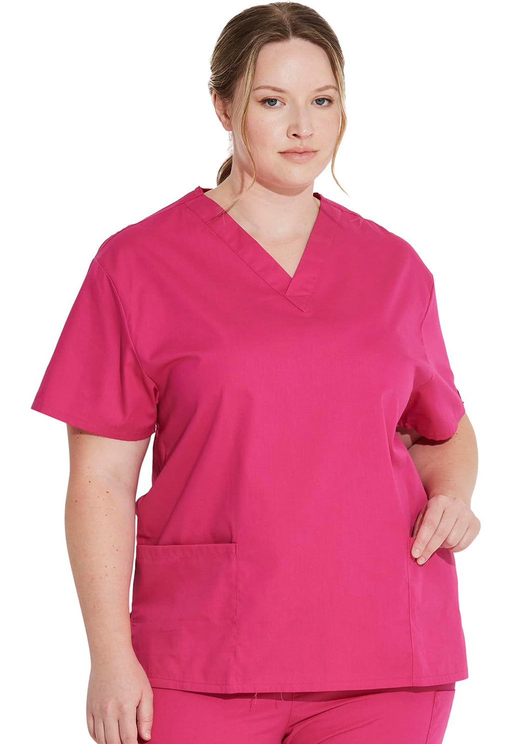 Dickies Women's EDS Signature Scrubs 86706 Missy Fit V-Neck Top, Hot Pink, Small
