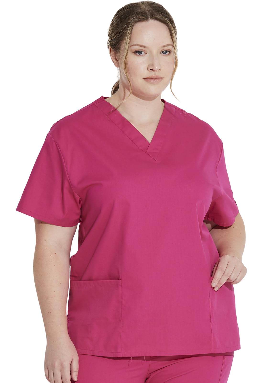 Dickies Women's EDS Signature Scrubs 86706 Missy Fit V-Neck Top, Hot Pink, X-Large