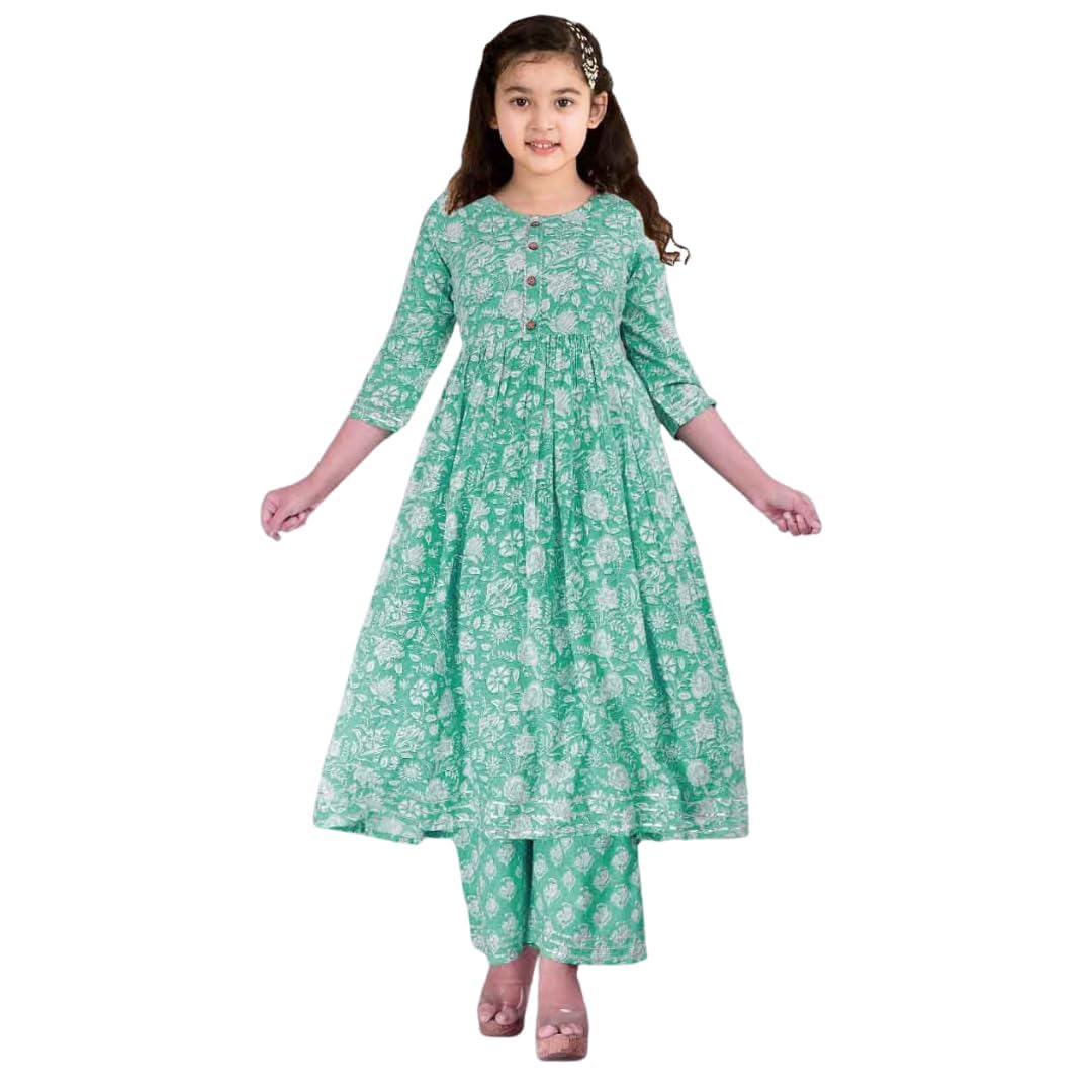 Sharada Fashion Girls Ethnic Outfit | Printed Cotton Blend Salwar Suit (In, Age, 13 Years, 14 Years, N14) 13-14