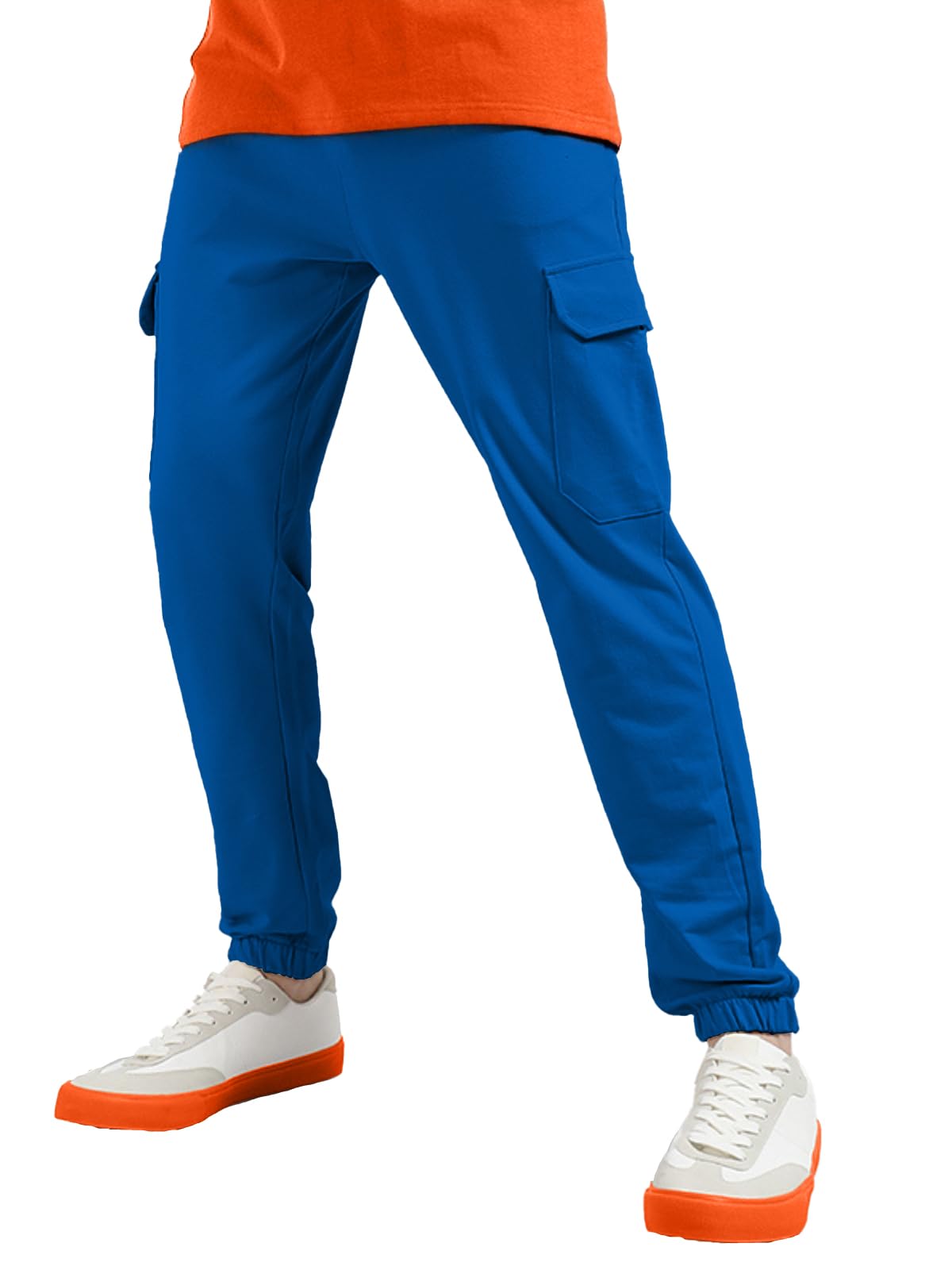 Veirdo Men's 100% Cotton Regular Fit Skydiver Mid Rise Trackpants with Pocket
